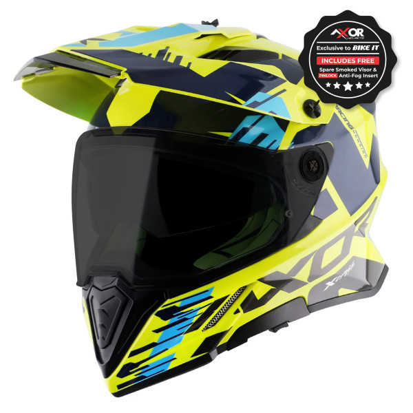Axor Axor helmet x-cross adventure - x1 gloss neon yellow/blue graphic - medium